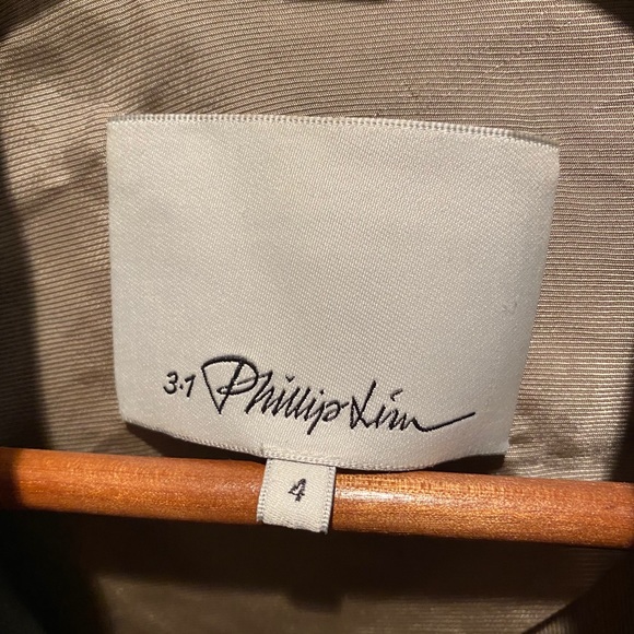 PHILLIP LIM BROWN WOOL & BLACK LEATHER MOTO JACKET - Picture 6 of 7